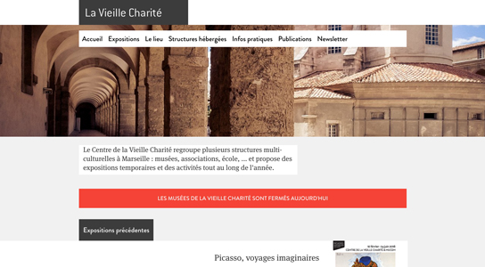 Page d'accueil du site du musée et des expositions de la vieille-charite à Marseille