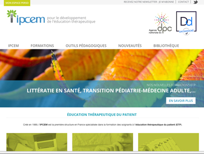 Page d'accueil du site de l'IPCEM pour l'éducation thérapeutique du patient