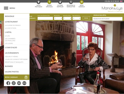 Page d'accueil du site du Manoir du Lys, hôtel et restaurant de charme en Normandie