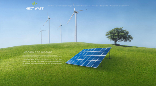 Page d'accueil du site nextwatt.fr sur la maîtrise et les économies d'énergie, solaire, éolienne…